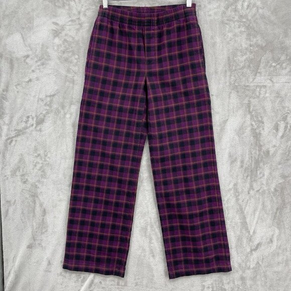 Tna Aritzia Oakwood Organic Cotton Flannel Plaid Pull On Pants Purple - Picture 2 of 12